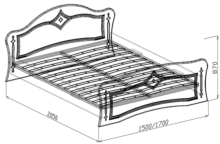 Кровать №1 с основанием 1,6 «Классика» Жемчуг глянец