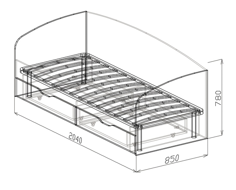 Кровать 0,8 с ящиками с основанием №10 «Эльф» Ясень шимо темный