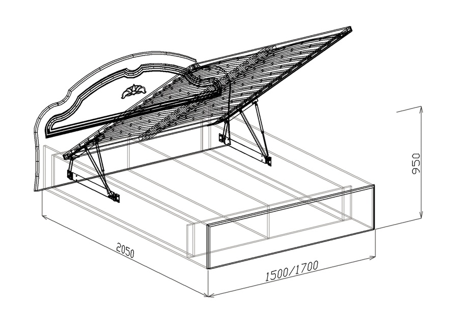 Кровать №2 с основанием подъемная 1,4 «Валенсия» Жемчуг глянец