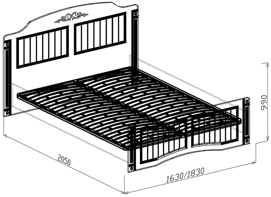 Кровать  с основанием 1,6 «Николь» Рельеф пастель