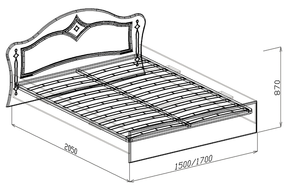 Кровать №2 с основанием 1,6 «Классика» Жемчуг глянец