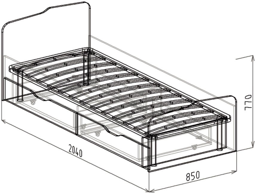 Кровать 0,8 с ящиками с основанием №23 «Статус» Вудлайн
