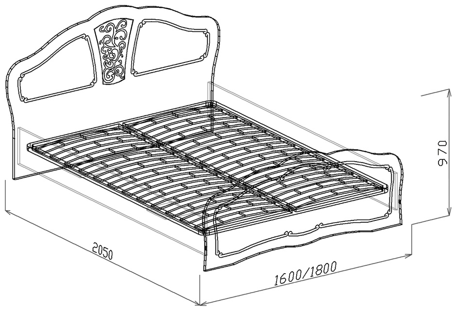 Кровать №2  с основанием 1,4 «Тиффани» Рельеф пастель