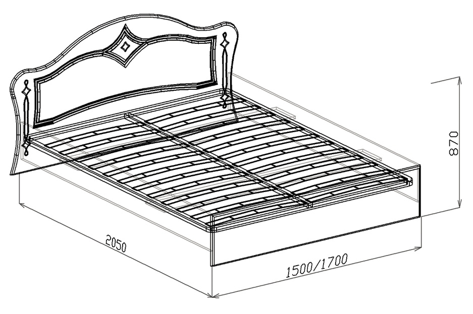 Кровать №2 с основанием 1,4 «Классика» Жемчуг глянец