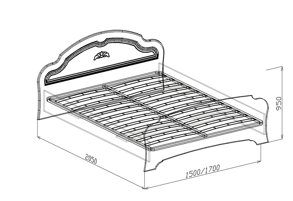 Кровать №1 с основанием 1,6 «Валенсия» Жемчуг глянец