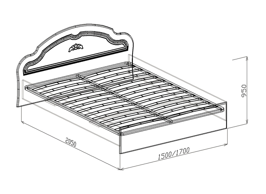 Кровать №2 с основанием 1,6 «Валенсия» Жемчуг глянец