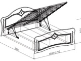 Кровать №1 с основанием подъемная 1,6 «Классика» Жемчуг глянец (Изображение 2)