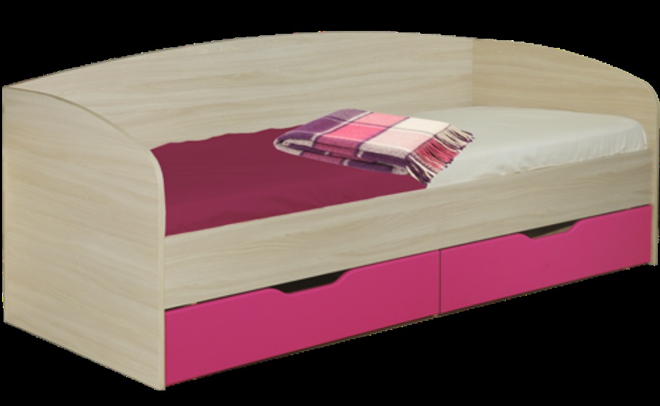 Кровать 0,8 с основанием с ящиками №10 «Акварель» Ваниль фуксия
