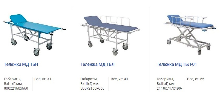 Медицинские тележки для перевозки больных