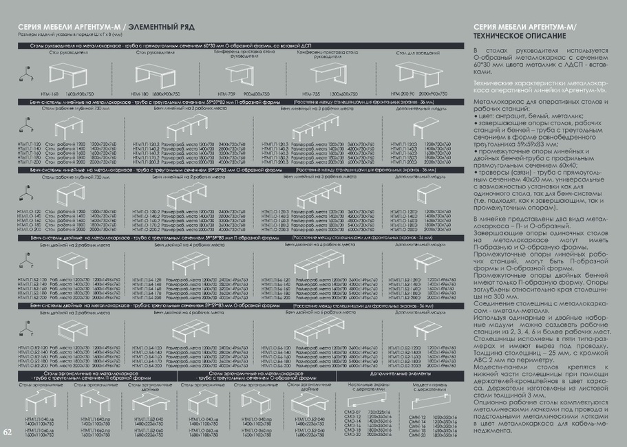 "Аргентум" серия мебели для персонала,кабинета и переговорных комнат